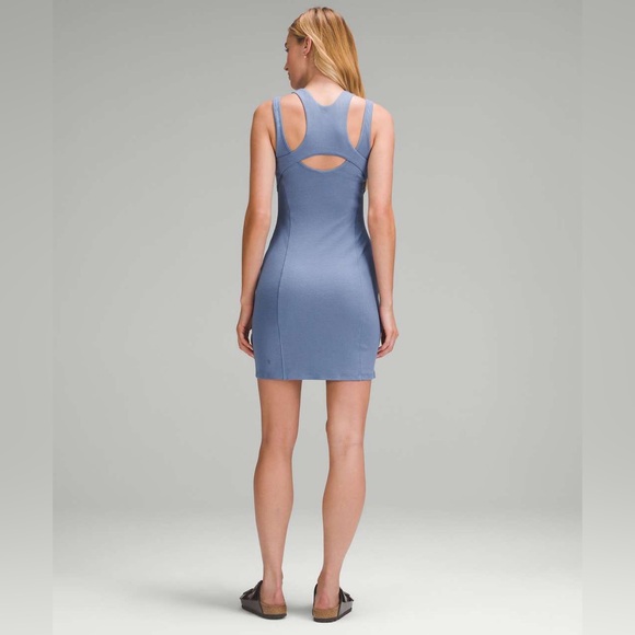Lululemon Ribbed Cotton Modal Cut-Out Dress | Oasis Blue | 12 - Picture 2 of 6
